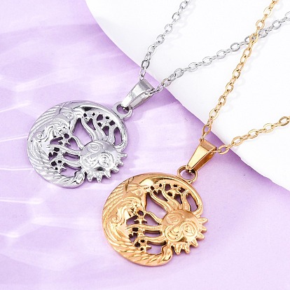 Луна, звезда и солнце 304 ожерелья с подвесками из нержавеющей стали, ионное покрытие (ip)