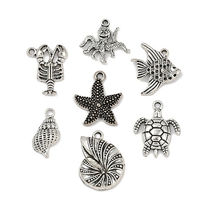Сплавочные подвески тибетского стиля, очарование серии океан, античное серебро