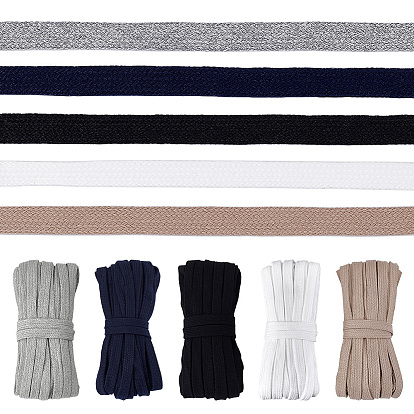 50м 5цвета плоский хлопковый плетеный шнур, полый, для diy craft