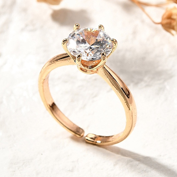 Латунные кольца-манжеты с микропаве и прозрачным цирконием для женщин, без кадмия и без свинца, долговечный