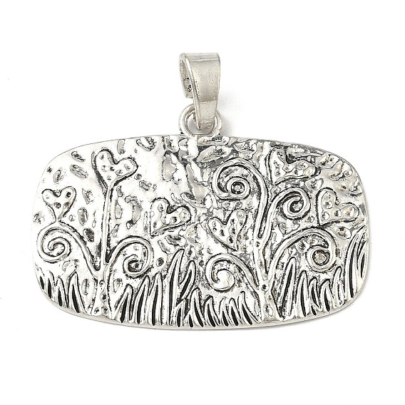 Тибетский сплав стиля большие кулоны, прямоугольник с цветочными подвесками