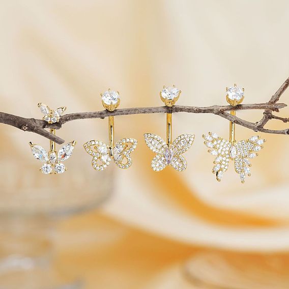 Элегантные латунные хрустальные стразы бабочка изогнутые кольца для пупка штанга