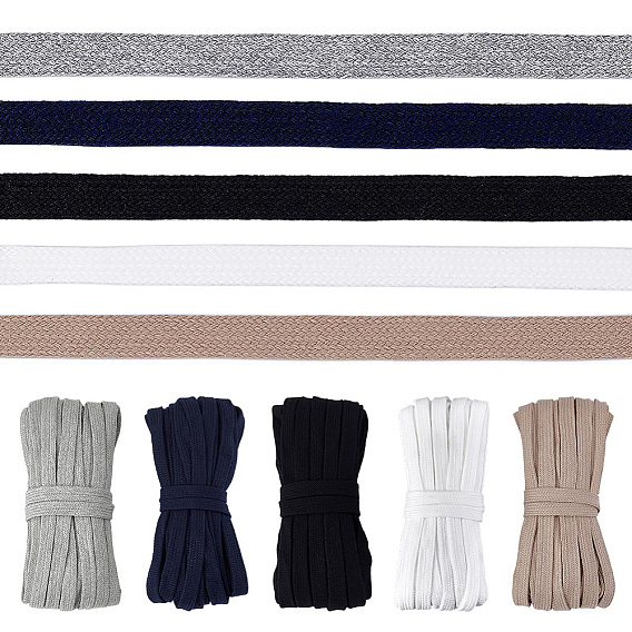 50м 5цвета плоский хлопковый плетеный шнур, полый, для diy craft