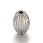 304 Stainless Steel Corrugated Beads, Rice, 12x8mm, Hole: 1.5mm
