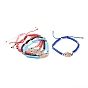 Adjustable Nylon Thread Braided Bead Bracelets, with Polymer Clay Heishi Beads and Alloy Rhinestone Links, Hamsa Hand with Evil Eye, Golden