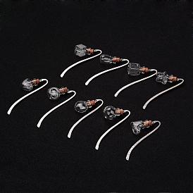 Mixed Shaped Tibetan Style Alloy Glass Wishing Bottle Bookmarks, with Iron Findings, 85x13x2mm