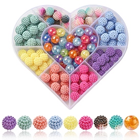 148Pcs 8 Style Rubberized Style & Imitation Pearl & Transparent Crackle Acrylic Beads, Berry & Round