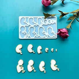 Baby Growth Chart DIY Food Grade Silicone Mold, Resin Casting Molds, for UV Resin, Epoxy Resin Craft Making, White