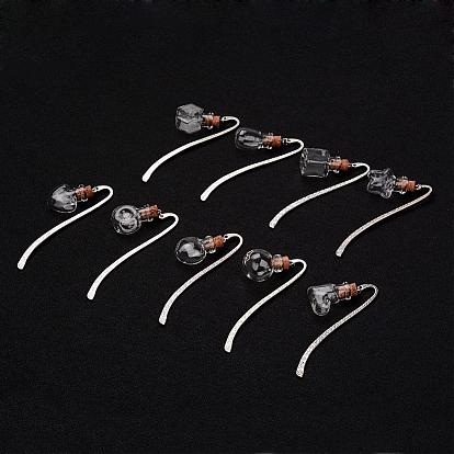 Mixed Shaped Tibetan Style Alloy Glass Wishing Bottle Bookmarks, with Iron Findings, 85x13x2mm