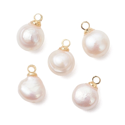Подвески из натурального культивированного пресноводного жемчуга с двух сторон полированные, с латунной поручительств, золотые