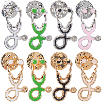 8 шт 8 цвета креативные броши из цинкового сплава, эмаль отворот, с железными бабочками или резиновыми муфтами, форма эхометра