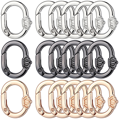 18шт 3 цвета сплава пружинные затворные кольца, овальные с короной