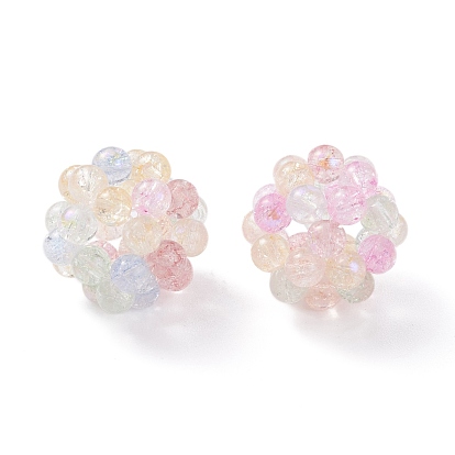 Crackle Glass Woven Beads, Cluster Beads, Round