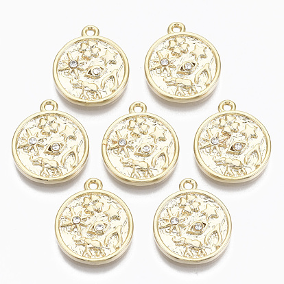 Подвески из сплава , с кристально горный хрусталь, без кадмия, без никеля и без свинца, плоско-круглые