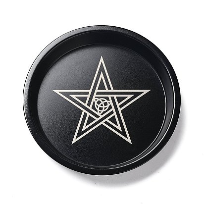 Star/Triple Moon Carbon Steel Plate Candle Holder, Decorative Pillar Candle Plate, Witchcraft Table Centerpiece, Home Decoration, Black