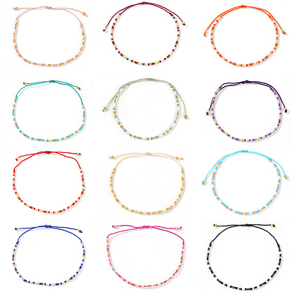 12шт. регулируемые летние браслеты из бисера наборы, наборы плетеных браслетов из полиэфирной нити для мужчин и женщин