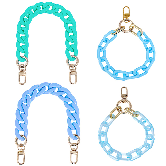 4 шт. 4 цвета акриловые и пластиковые ручки для сумок, с застежками золотой тон сплава, модные сменные ручки клатчей, для сумочек, кошелек своими руками