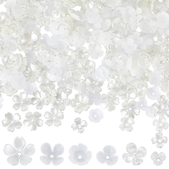 600шт 6стиль АБС пластик имитация жемчужных бусин колпачки, цветок