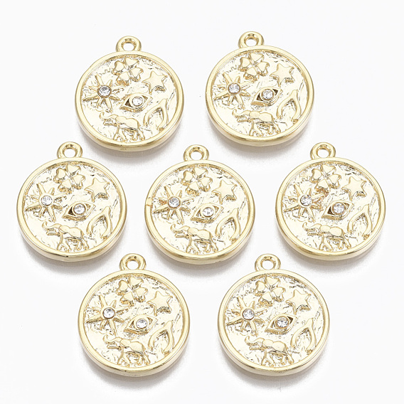 Подвески из сплава , с кристально горный хрусталь, без кадмия, без никеля и без свинца, плоско-круглые