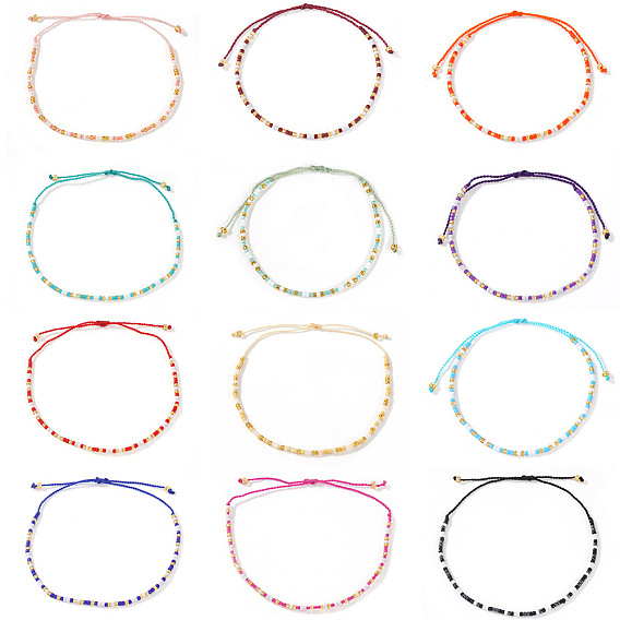 12шт. регулируемые летние браслеты из бисера наборы, наборы плетеных браслетов из полиэфирной нити для мужчин и женщин