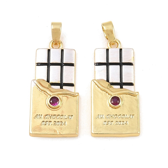 Латунные подвески с эмалью из кубических цирконий, шоколадные чары, реальный 18 k позолоченный
