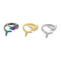201 Stainless Steel Fishbone Wrap Open Cuff Ring for Women