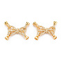 Brass Micro Pave Clear Cubic Zirconia Fold Over Clasps, Nickel Free, Bowknot