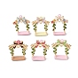 Alloy Enamel Pendants, Swing with Bowknot
 Charms, Golden
