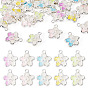 30Pcs 5 Colors Alloy Rhinestone Pendants, Enamel Style, Flower, Platinum