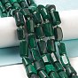 Natural Malachite Beads Strands, with Seed Beads, Faceted, Column