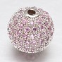 CZ Brass Micro Pave Cubic Zirconia Round Beads