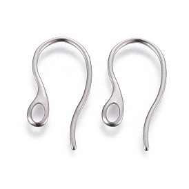 304 Stainless Steel Earring Hooks, with Horizontal Loop