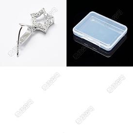 2 piezas 925 colgantes de circonita cúbica micro pavé de plata esterlina, picahielo y pellizco fianzas, estrella
