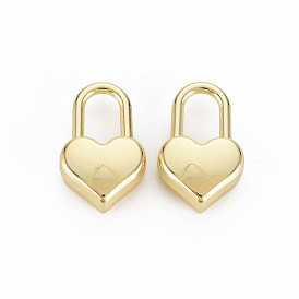 Crémaillère pendentifs en alliage placage, sans cadmium et sans plomb, verrouillage de coeur