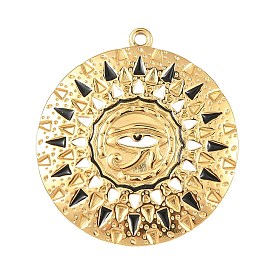 304 нержавеющей стальной эмали подвески, плоские круглые амулеты с глазом Гора, вакуумное покрытие pvd