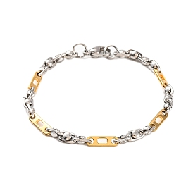 304 Stainless Steel Link Chain Bracelets, with 201 Stainless Steeel Findings