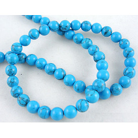 Gemstone Bead Strand, Synthetic Turquoise Beads, Dyed, Round