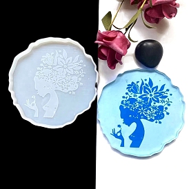 Coaster DIY Food Grade Silicone Mold, Resin Casting Molds, for UV Resin, Epoxy Resin Craft Making, White