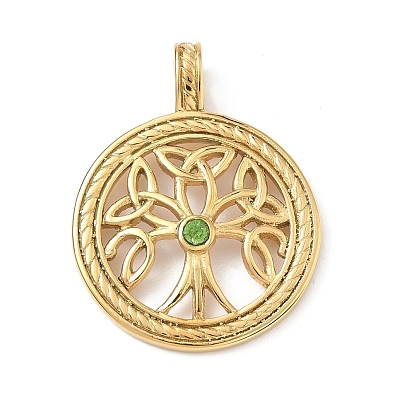 304 подвески из нержавеющей стали, плоские круглые с деревом, со стразами, ручная полировка, ионное покрытие (ip), с целью перехода в кольце