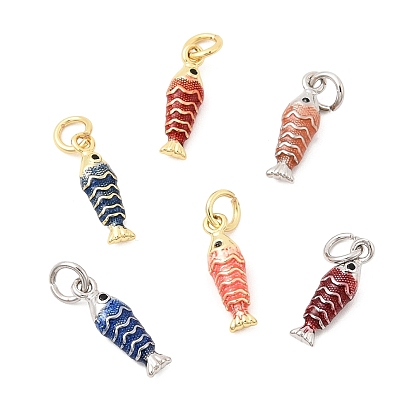 Латунные микро проложить кубического циркония подвески, с эмалью, очарование рыбы, без свинца и без кадмия, долговечный, стойки покрытие