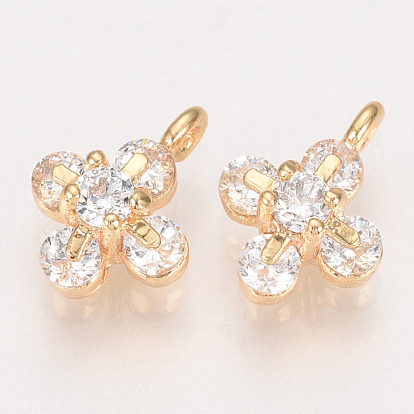 Messing Zirkonia Charme, Blume, Nickel frei