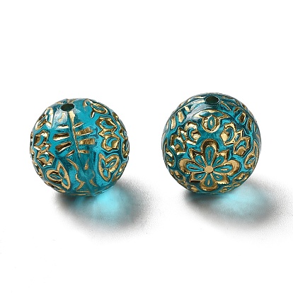 Прозрачных бусин акриловые покрытия, золотой металл обвитыми, круглые