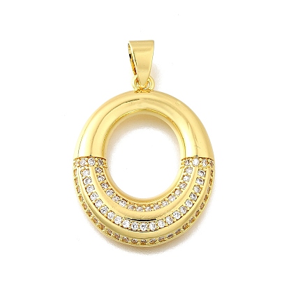 Латунные микро проложить кубического циркония подвески, без кадмия и без свинца, овальные