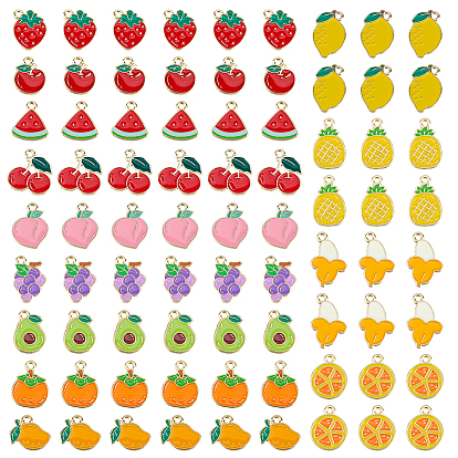 78 piezas 13 estilos de dijes de aleación esmaltada con frutas variadas