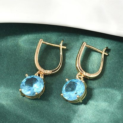 Плоские круглые серьги-кольца с паве из кубического циркония из латуни для женщин, без кадмия и без свинца, долговечный, стойки покрытие