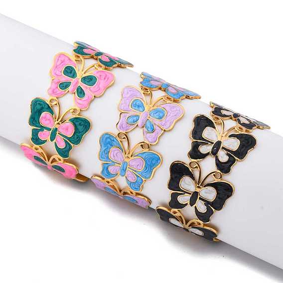 304 эмалированные браслеты-манжеты из нержавеющей стали для женщин, бабочка