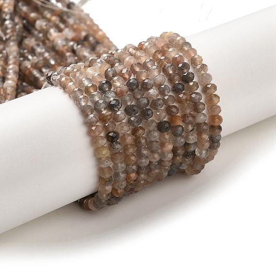 Нити из натуральных бусин из нескольких лунных камней, граненые, рондель