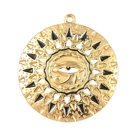 304 нержавеющей стальной эмали подвески, плоские круглые амулеты с глазом Гора, вакуумное покрытие pvd