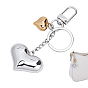 Брелки в форме сердца из латуни и нержавеющей стали, с поворотными застежками из сплава и железными кольцами