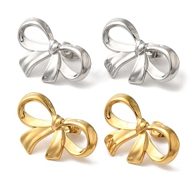 Ion Plating(IP) 304 Stainless Steel Bowknot Stud Earrings